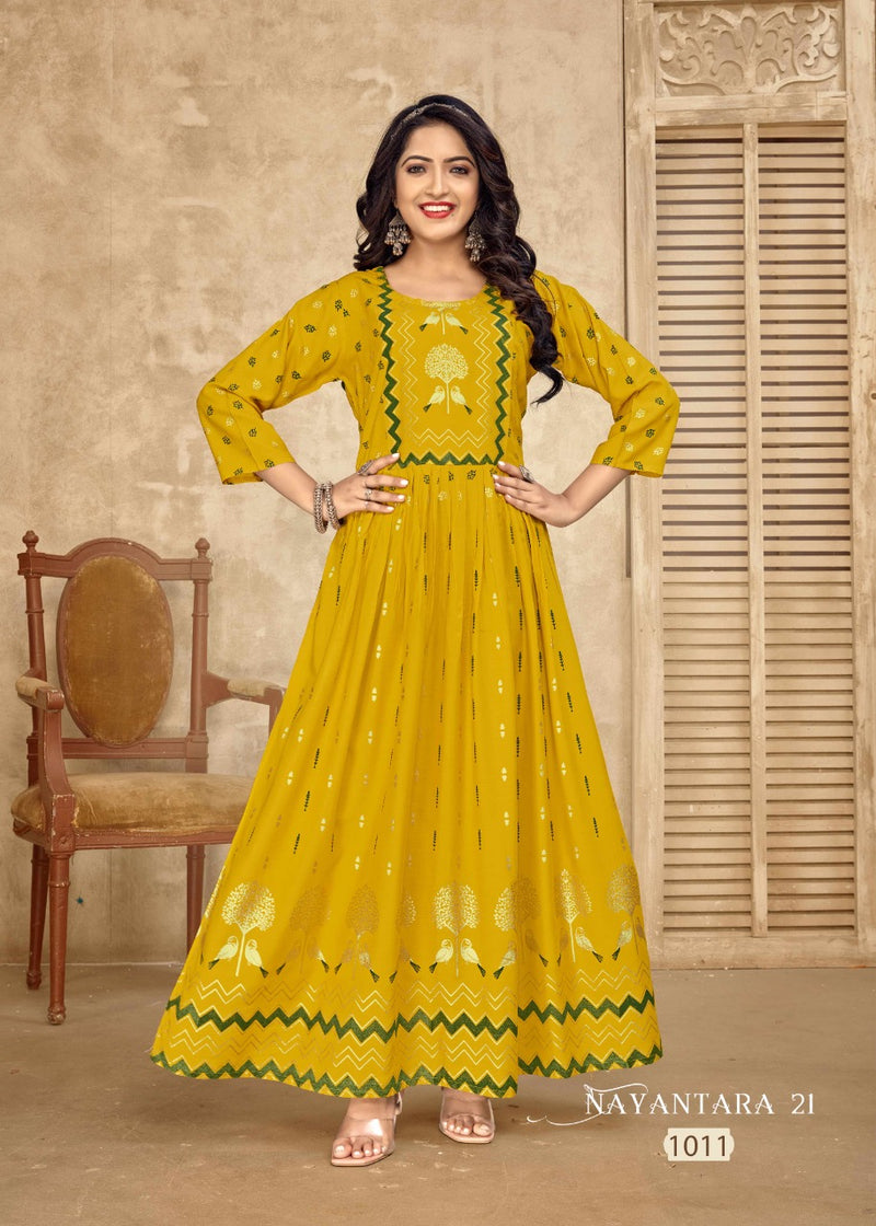 Banwery Fashion Nayanthara Vol 21 Rayon With Fancy Work Stylish Designer Fancy Kurti