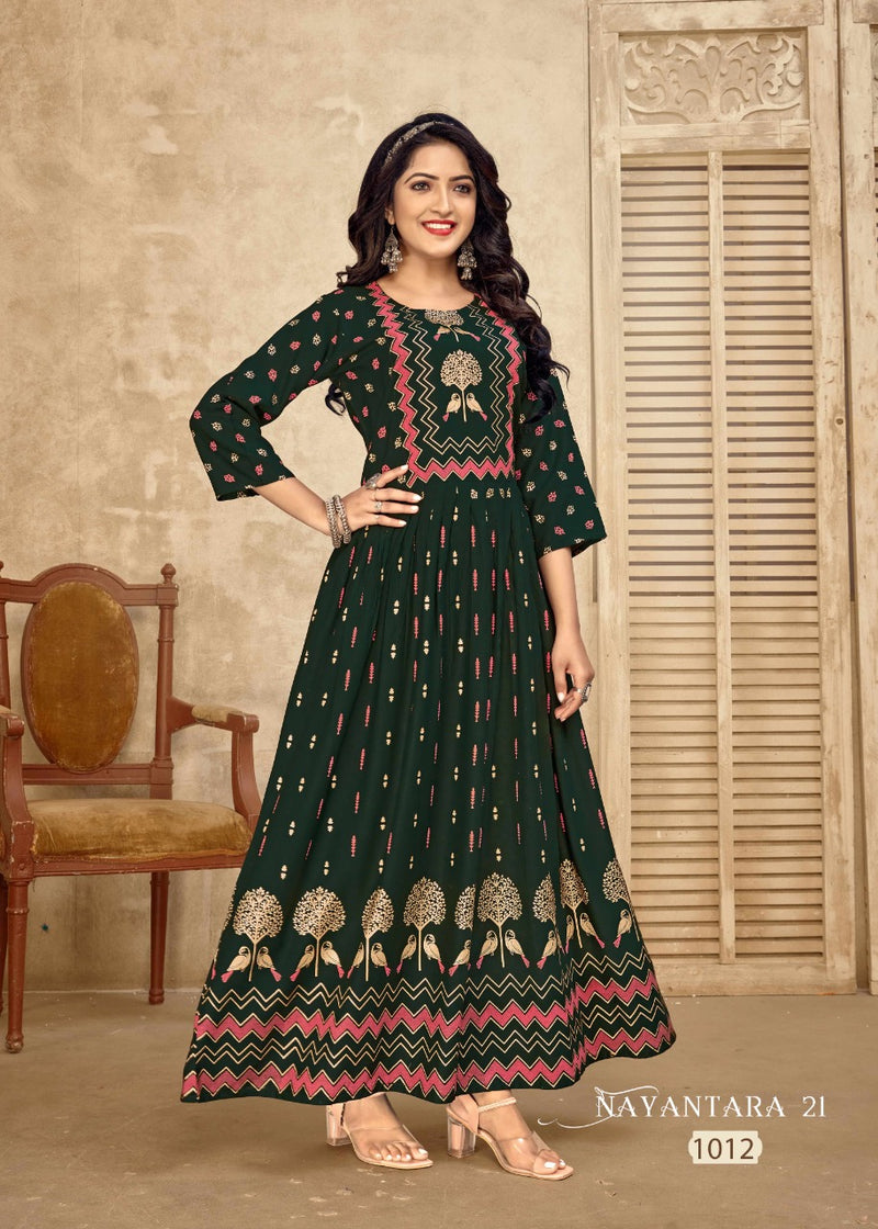 Banwery Fashion Nayanthara Vol 21 Rayon With Fancy Work Stylish Designer Fancy Kurti