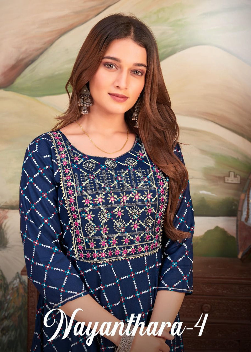 Banwery Nayanthara Vol 4 Rayon With Embroidery Work Stylish Designer Casual Look Kurti