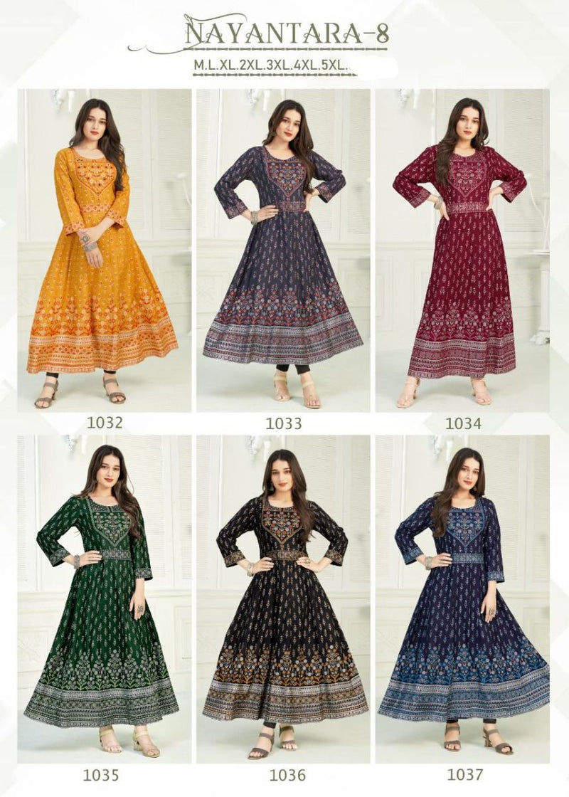 Banwery Fashion Nayantara Vol 8 Rayon With Hand Work Stylish Designer Casual Wear Long Kurti