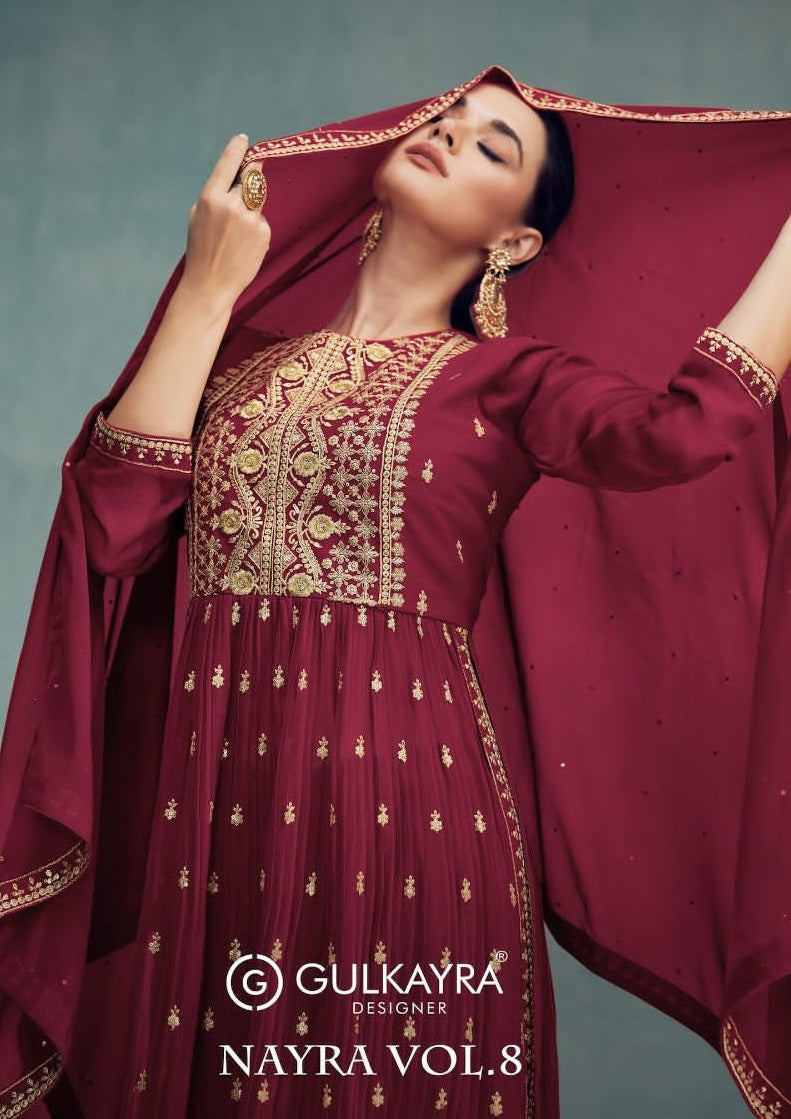 Gulkayra Designer Nayra Vol 8 Georgette Heavy Embroidery Work Fancy Designer Partywear Salwar Kameez