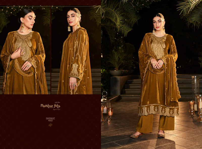 Mumtaz Nazakat Velvet With Beautiful Heavy Embroidery Work Stylish Designer Festive Wear Salwar Kameez