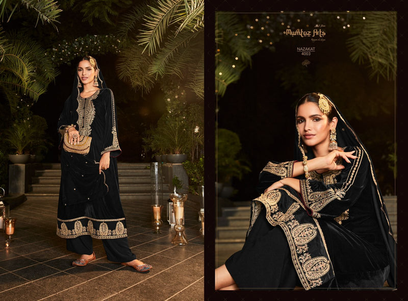 Mumtaz Nazakat Velvet With Beautiful Heavy Embroidery Work Stylish Designer Festive Wear Salwar Kameez