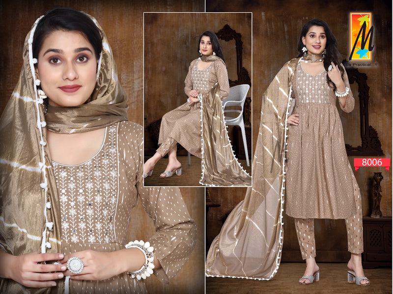 Master Nazakat Printed Rayon Nayra Cut Embroidery Fancy Designer Partywear Kurti