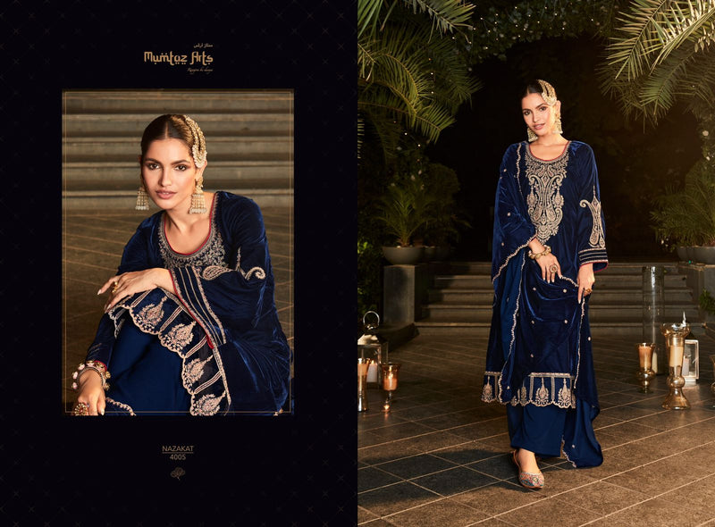 Mumtaz Nazakat Velvet With Beautiful Heavy Embroidery Work Stylish Designer Festive Wear Salwar Kameez