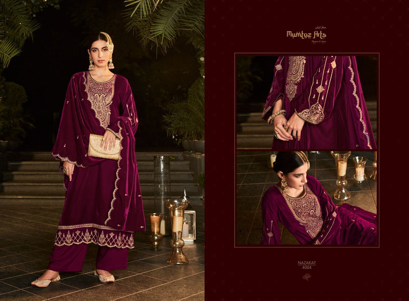 Mumtaz Nazakat Velvet With Beautiful Heavy Embroidery Work Stylish Designer Festive Wear Salwar Kameez