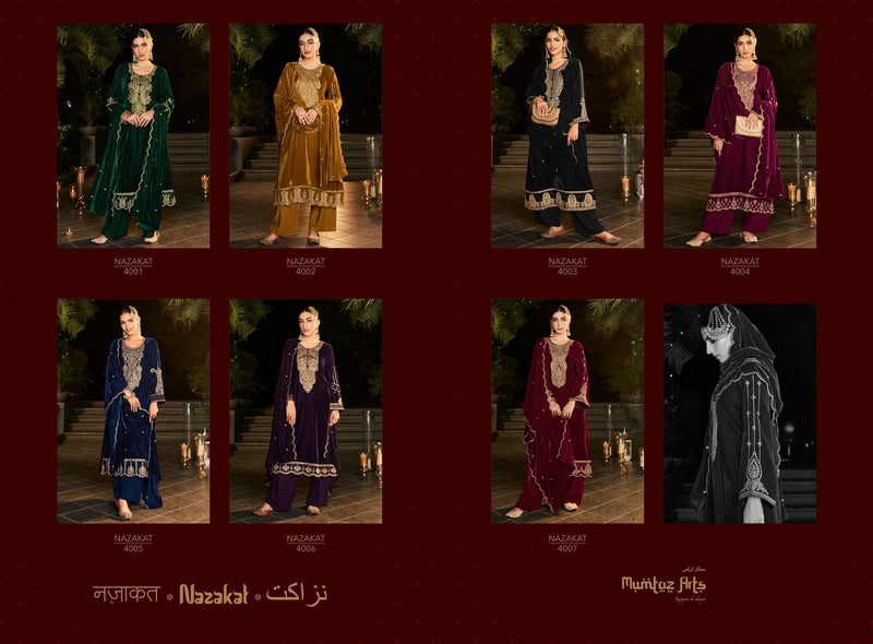 Mumtaz Nazakat Velvet With Beautiful Heavy Embroidery Work Stylish Designer Festive Wear Salwar Kameez