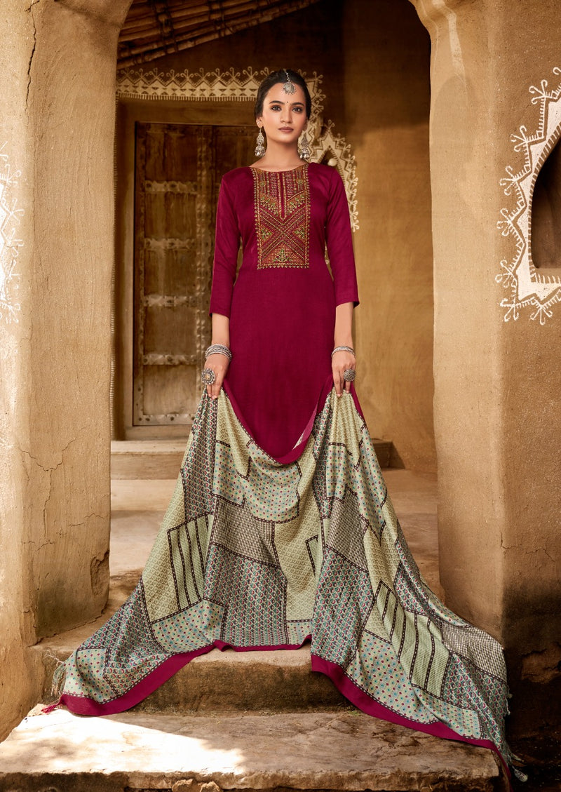 Levisha Naziya Pashmina With Fancy Embroidery Work Stylish Designer Casual Wear Salwar Kameez