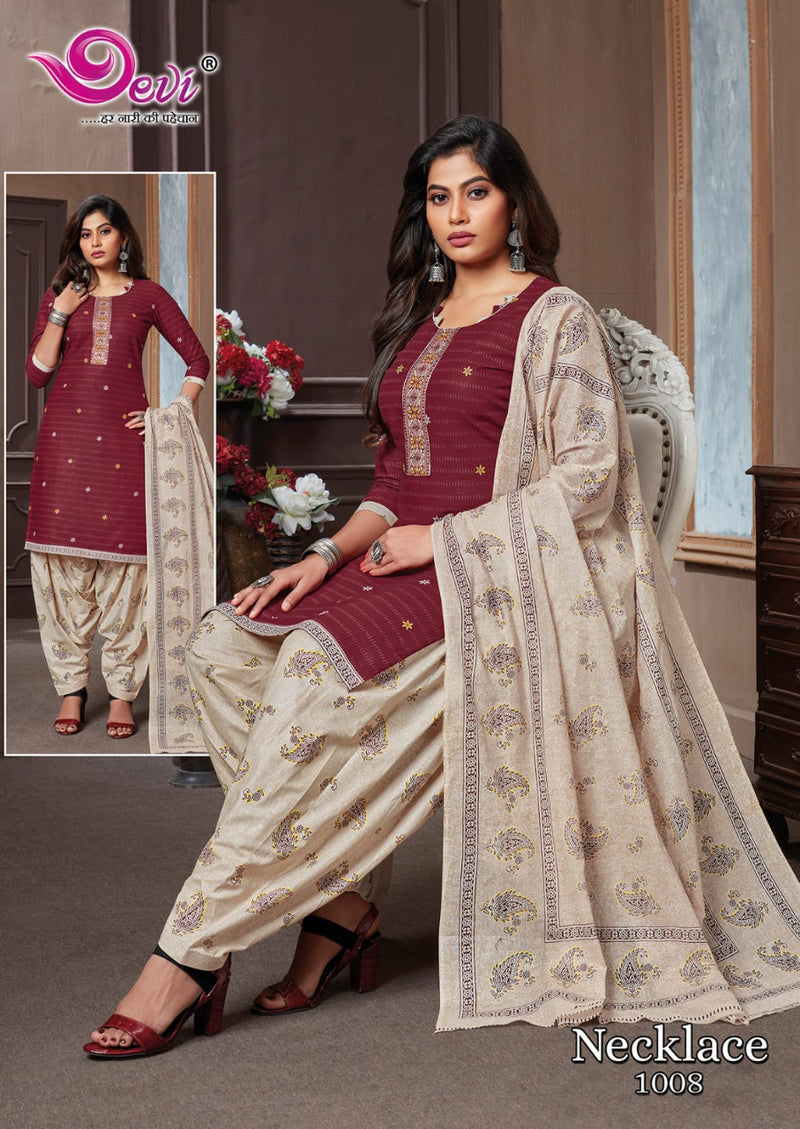 Devi Fashion Necklace Patiyala Vol 1 Pure Cotton With Heavy Printed Work Festive Wear Kurti