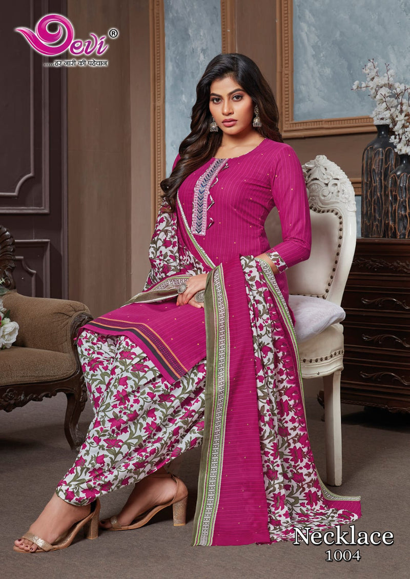 Devi Fashion Necklace Patiyala Vol 1 Pure Cotton With Heavy Printed Work Festive Wear Kurti