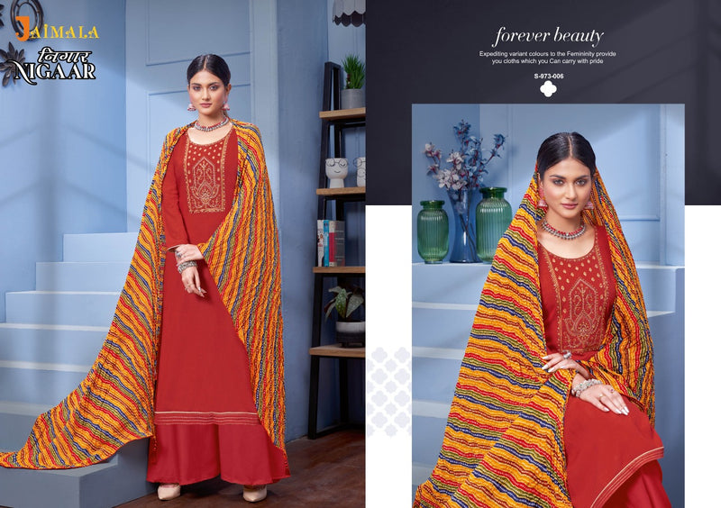 Alok Suits Jaimala Nigaar Rayon Slub Designer Embroidered Party Wear Salwar Suits