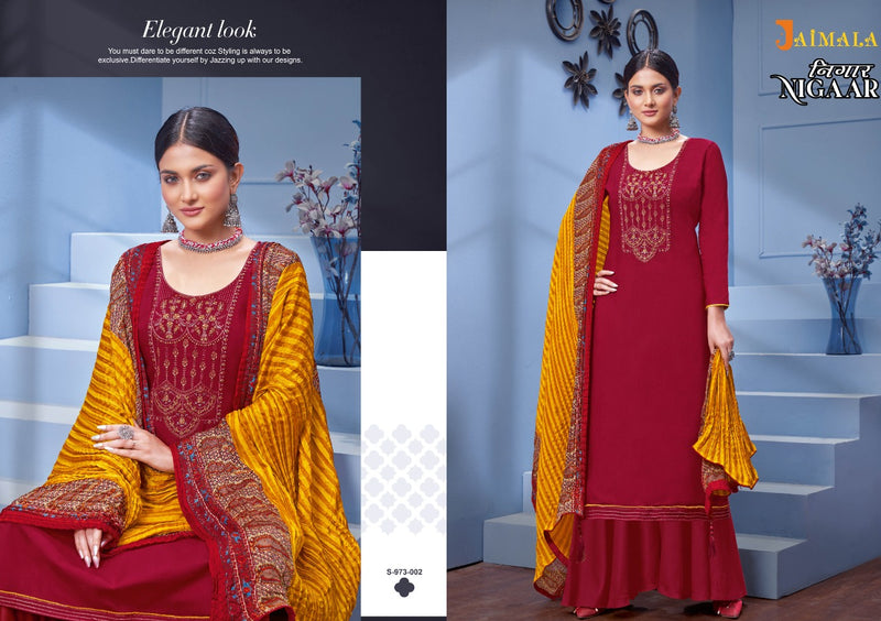 Alok Suits Jaimala Nigaar Rayon Slub Designer Embroidered Party Wear Salwar Suits