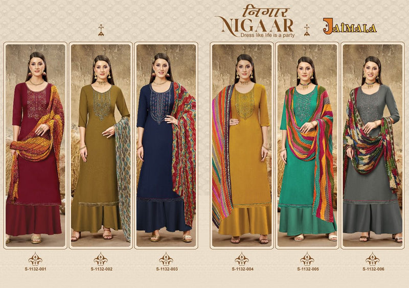 Alok Suit Nigaar Rayon With Heavy Embroidery Work Stylish Designer Casual Look Salwar Suit