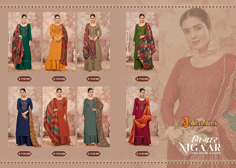 Alok Suit Nigaar Vol 4 Rayon With Heavy Fancy Work Stylish Designer Casual Look Salwar Suit