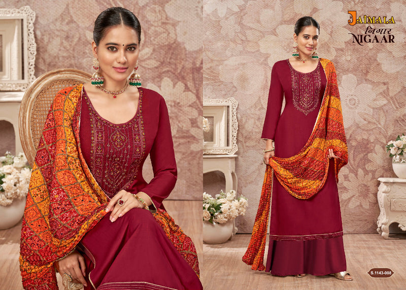 Alok Suit Nigaar Vol 4 Rayon With Heavy Fancy Work Stylish Designer Casual Look Salwar Suit
