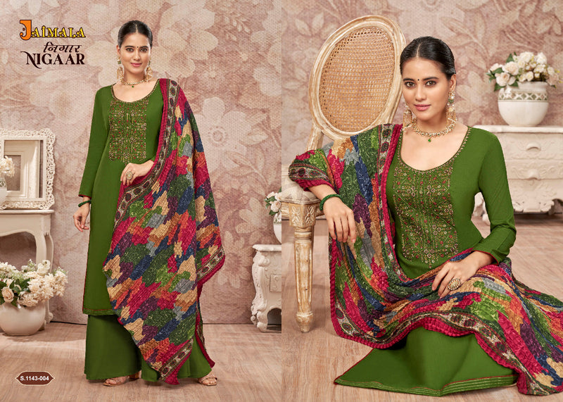 Alok Suit Nigaar Vol 4 Rayon With Heavy Fancy Work Stylish Designer Casual Look Salwar Suit