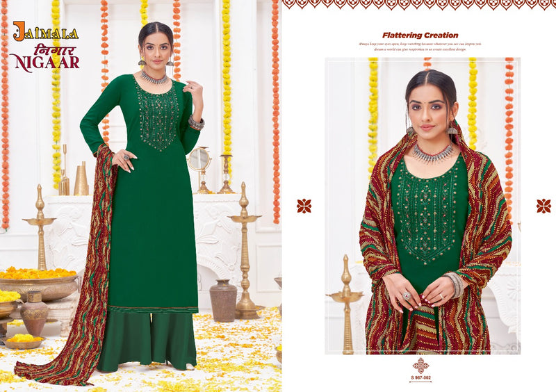 Alok Suits Jaimala Nigaar Rayon Slub Embroidery Designer Festive Wear Salwar Suits