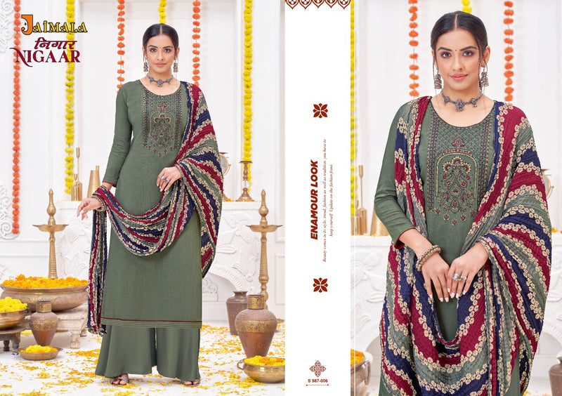Alok Suits Jaimala Nigaar Rayon Slub Embroidery Designer Festive Wear Salwar Suits