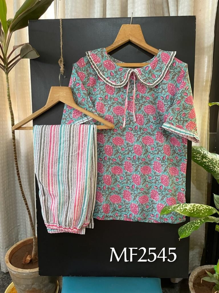 Mesmora Night Wear Series Khadi Cotton Printed Fancy Wear Kurtis With Bottom