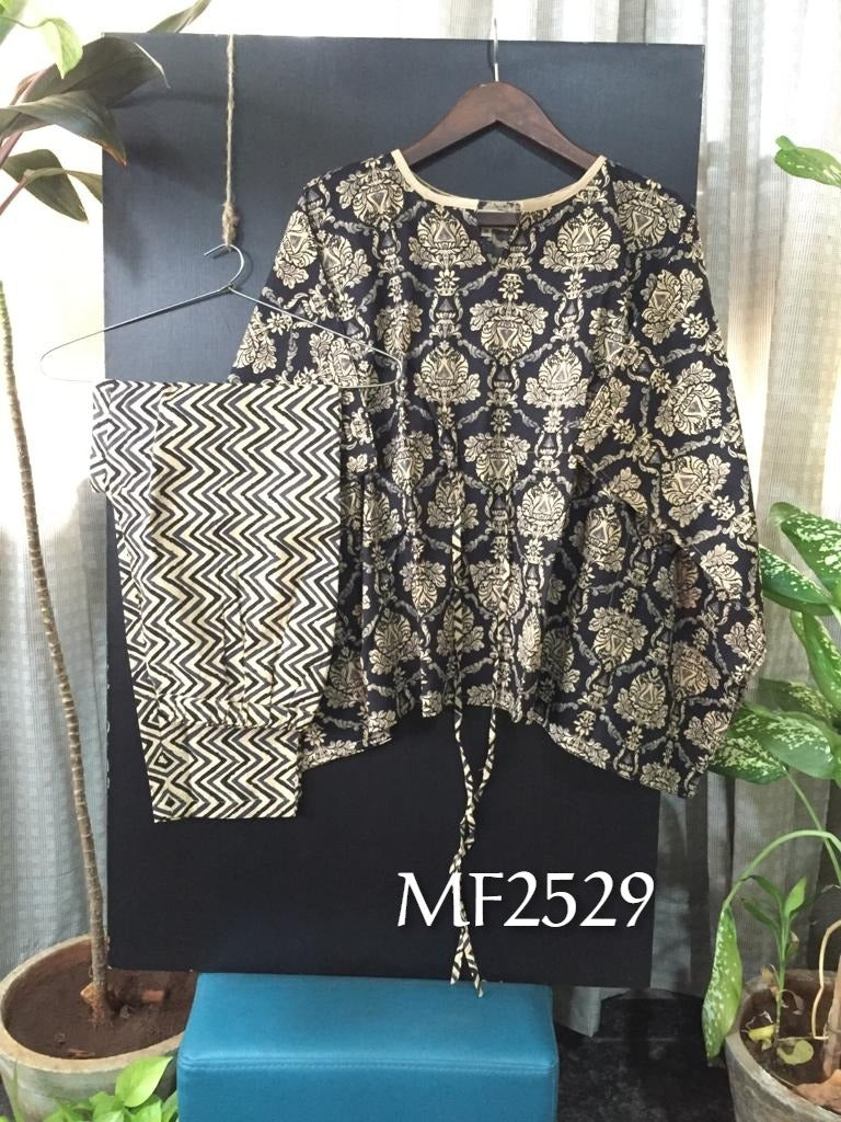 Mesmora Night Wear Series Khadi Cotton Printed Fancy Wear Kurtis With Bottom