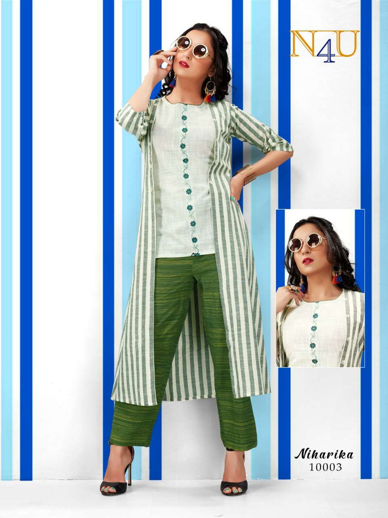 Tunic House Niharika Rayon Fancy Party Wear Kurtis With Jacket & Bottom