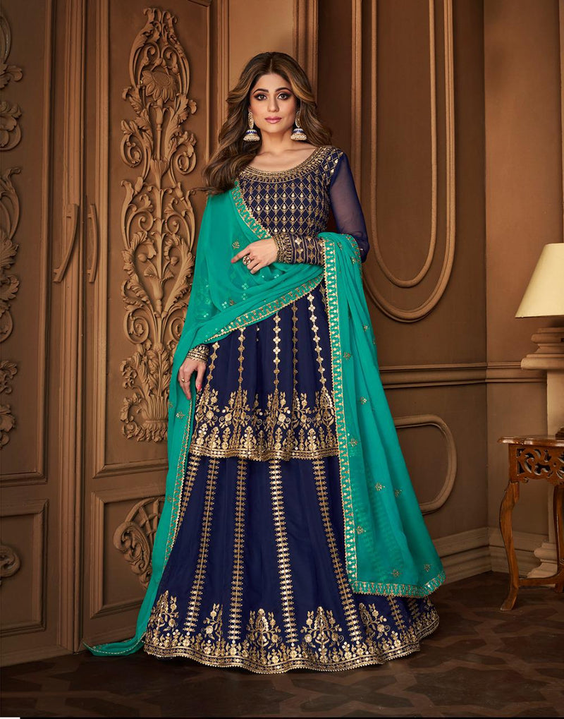 Aashirwad Creation Niharika Dno 9124 Georgette Stylish Festival Look Designer Wear Salwar Suit