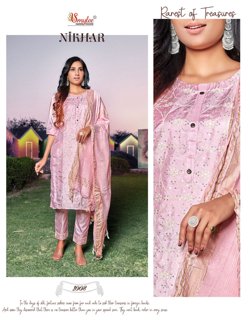Smylee Fashion Nikhar Fiona Silk Designer Silk Fancy Stylish Party Wear Kurtis With Bottom & Dupatta