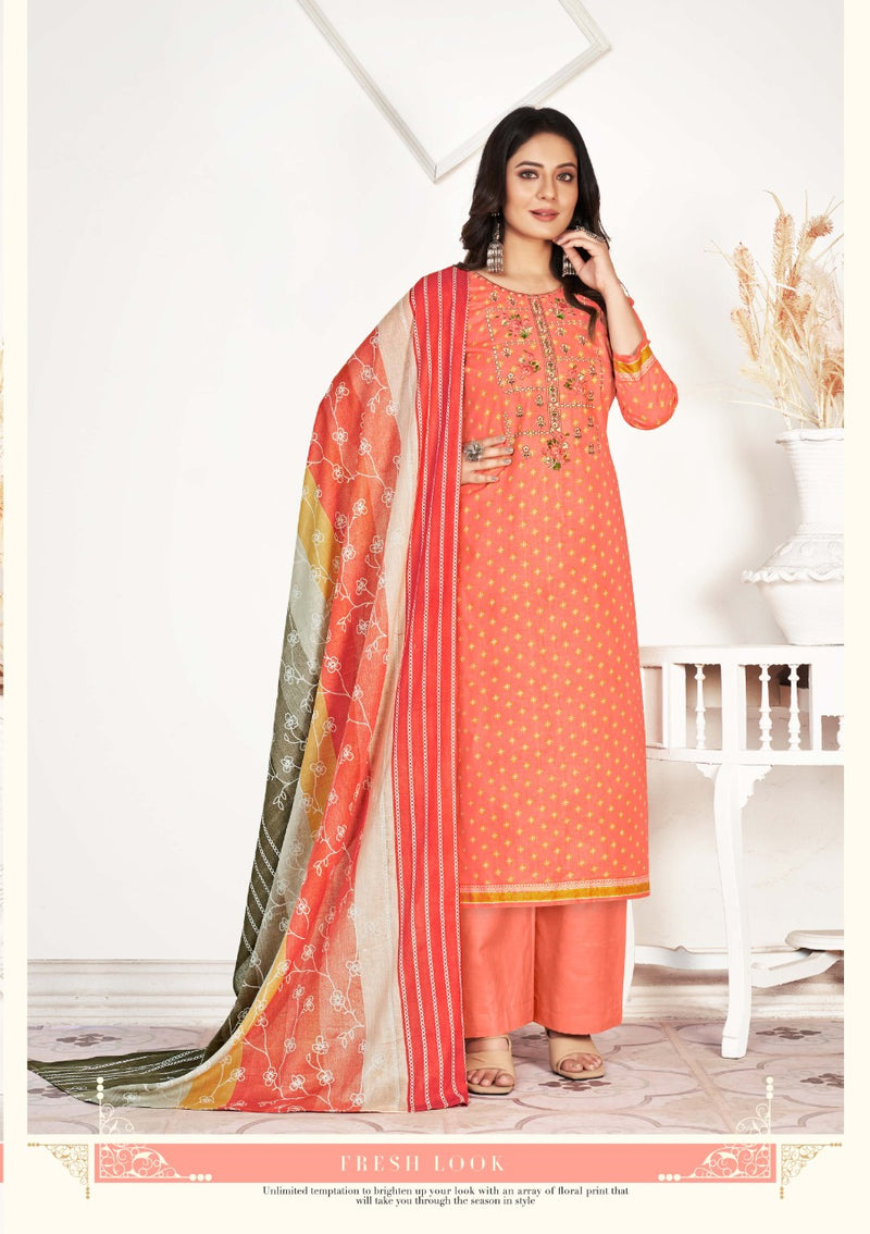 Yashika Trends Nitya Pure Cotton With Heavy Embroidery & Printed Work Stylish Designer Casual Wear Salwar Kameez