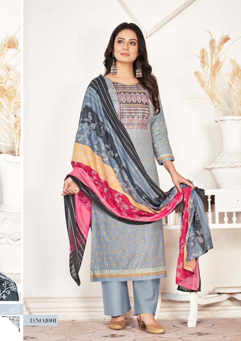 Yashika Trends Nitya Pure Cotton With Heavy Embroidery & Printed Work Stylish Designer Casual Wear Salwar Kameez