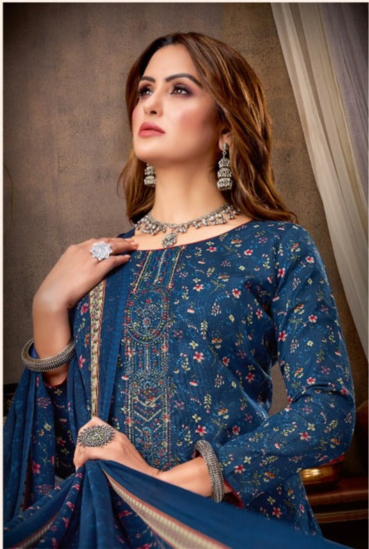 Harshit Fashion Niva Lawn Cotton With Printed Work Stylish Designer Fancy Salwar Kameez