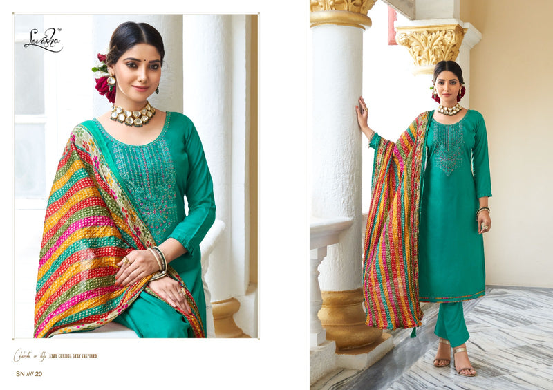 Levisha Nivisha Vol Rayon Slub Embroidery Swarovski Designer Partywear Salwar Kameez