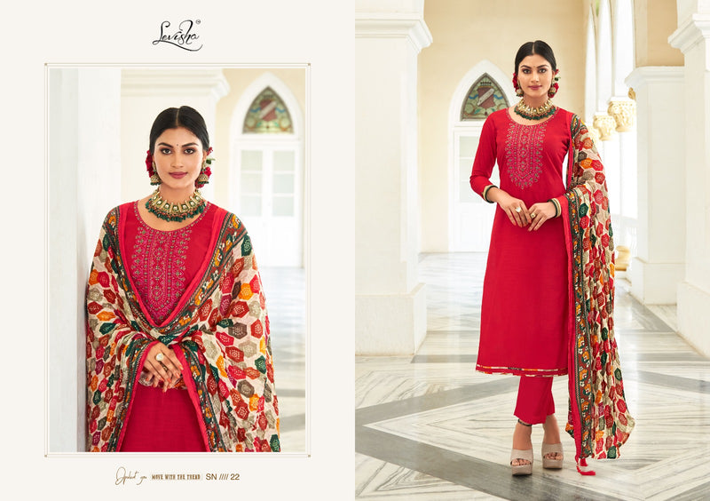 Levisha Nivisha Vol Rayon Slub Embroidery Swarovski Designer Partywear Salwar Kameez