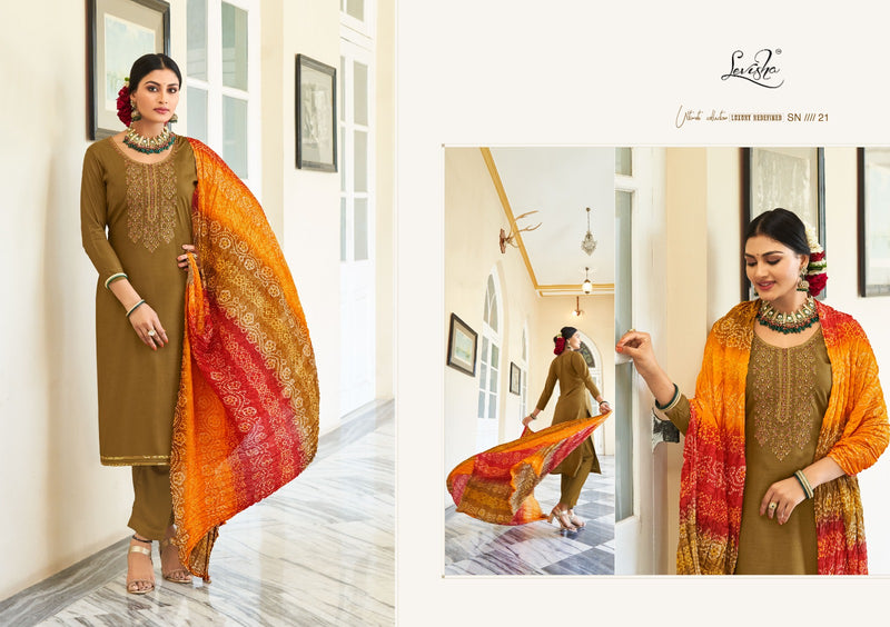 Levisha Nivisha Vol Rayon Slub Embroidery Swarovski Designer Partywear Salwar Kameez