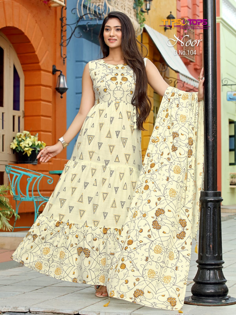 Tips & Tops Noor Rayon With Printed Work Stylish Designer Casual Look  Beautiful Kurti