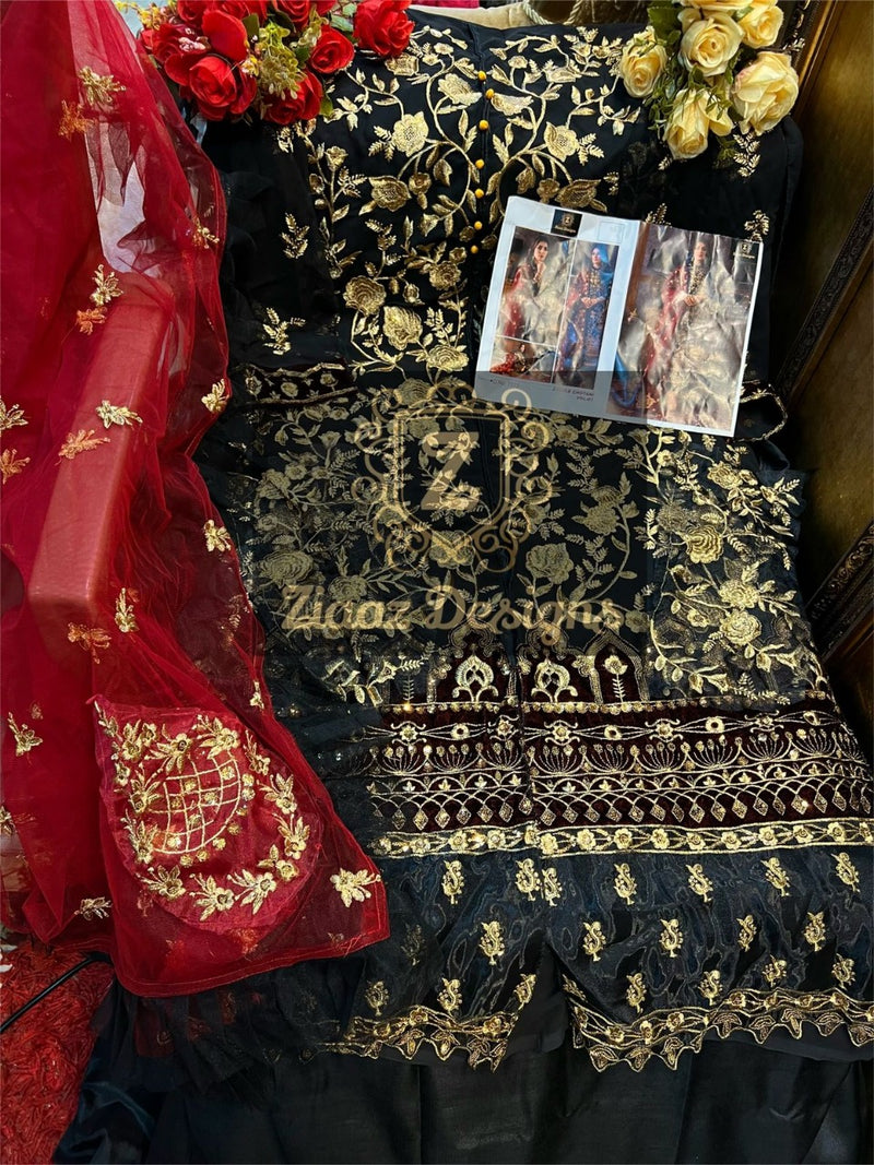 Ziaaz Design Noor Black Georgette Embroidered Pakistani Style Designer Salwar Suits