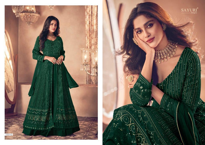 Sayuri Designer Noor Gold Classic Georgette Fancy Embroidery Work Partywear Kurti