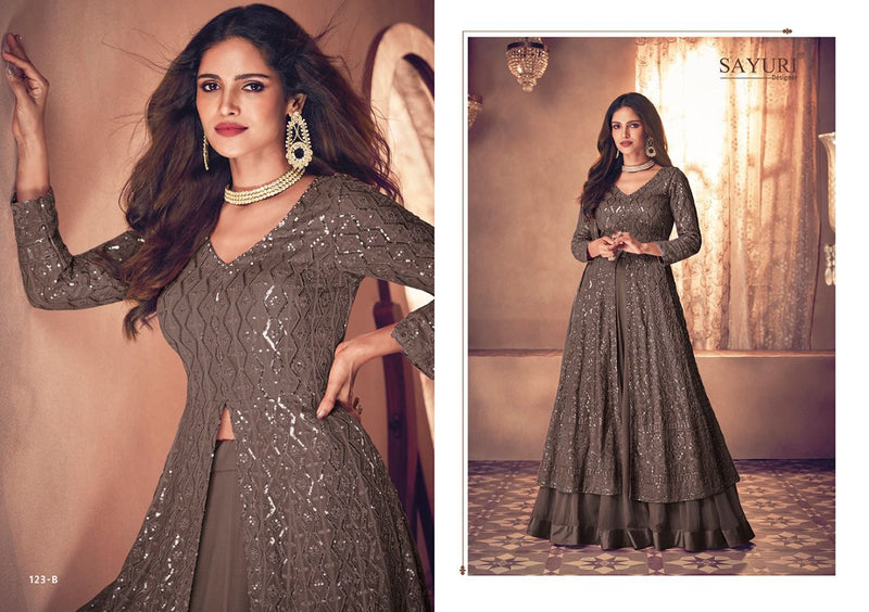 Sayuri Designer Noor Platinum Georgette Wedding Wear Designer Ready Made Salwar Suits