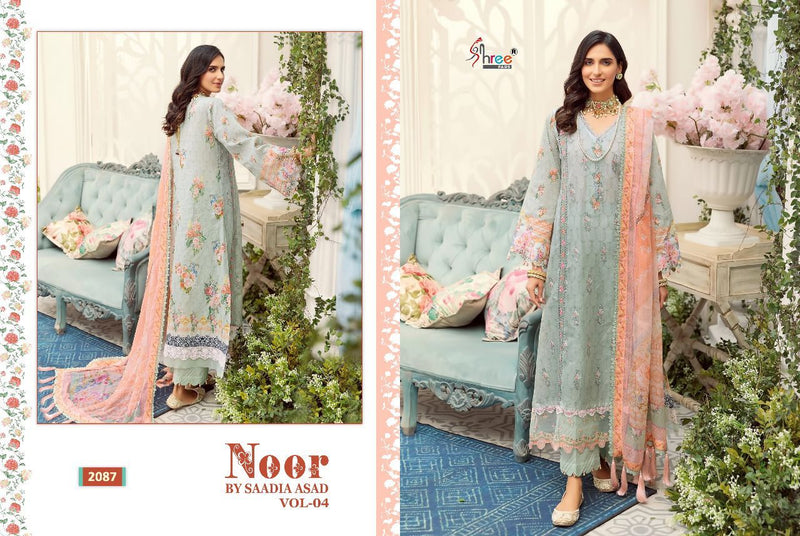 Shree Fabs Noor Saadia Asad Vol 4 Cotton Embroidered Party Wear Salwar Kameez