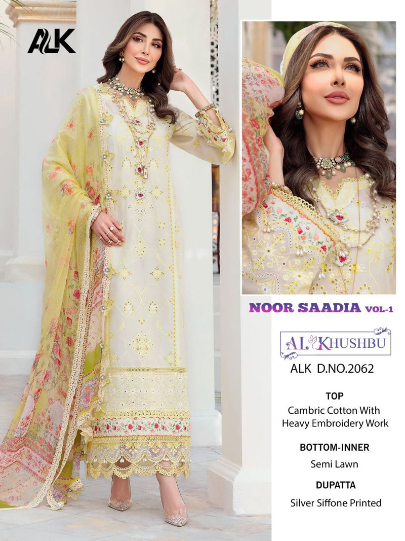 AL Khushbu Noor Saadia Vol 1 Pure Cambric Cotton Pakistani Style Party Wear Salwar Suits