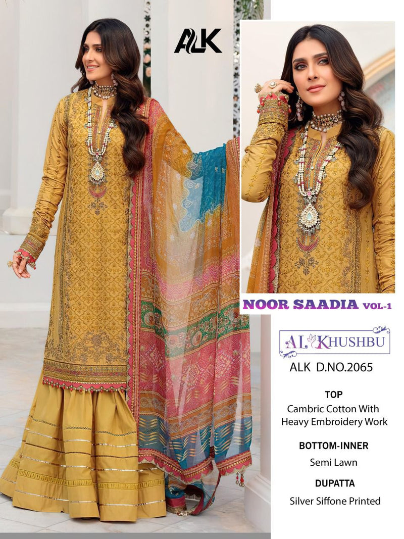 AL Khushbu Noor Saadia Vol 1 Pure Cambric Cotton Pakistani Style Party Wear Salwar Suits