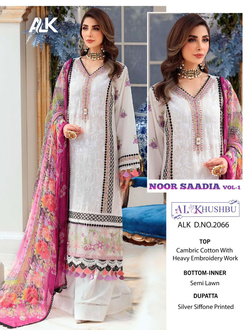 AL Khushbu Noor Saadia Vol 1 Pure Cambric Cotton Pakistani Style Party Wear Salwar Suits