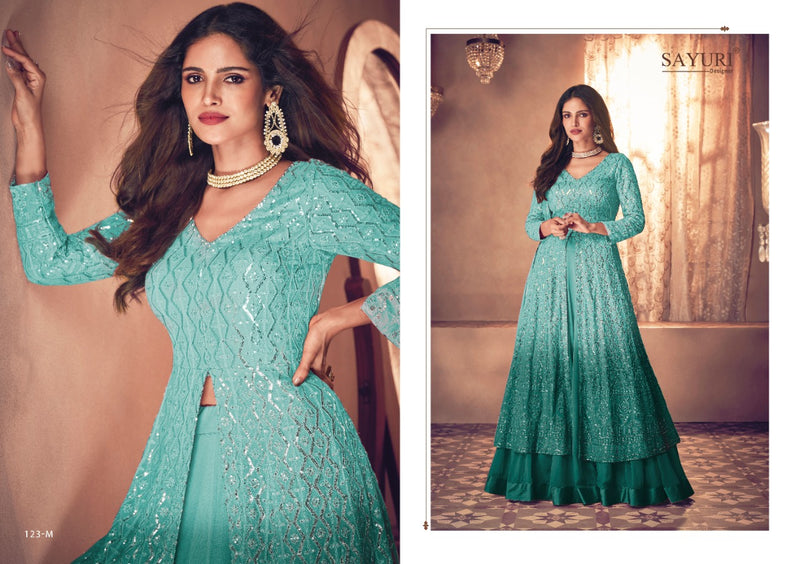 Sayuri Designer Noor Platinum Shaded Georgette Heavy Embroidery Designer Partywear Kurti