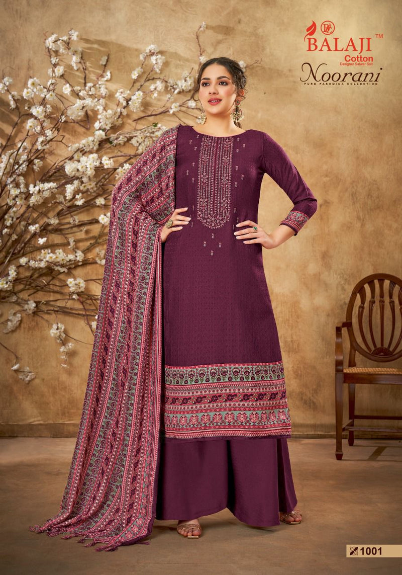 Balaji Noorani Pashmina Printed With Heavy Embroidery Work stylish Designer Casual Look Salwar Kameez
