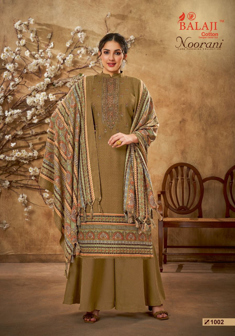 Balaji Noorani Pashmina Printed With Heavy Embroidery Work stylish Designer Casual Look Salwar Kameez