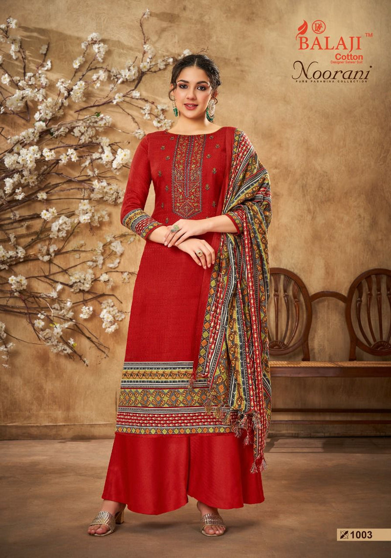 Balaji Noorani Pashmina Printed With Heavy Embroidery Work stylish Designer Casual Look Salwar Kameez