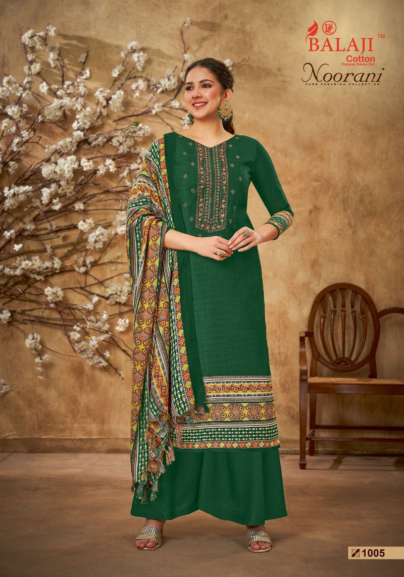 Balaji Noorani Pashmina Printed With Heavy Embroidery Work stylish Designer Casual Look Salwar Kameez