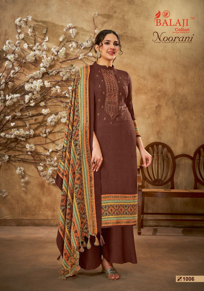 Balaji Noorani Pashmina Printed With Heavy Embroidery Work stylish Designer Casual Look Salwar Kameez