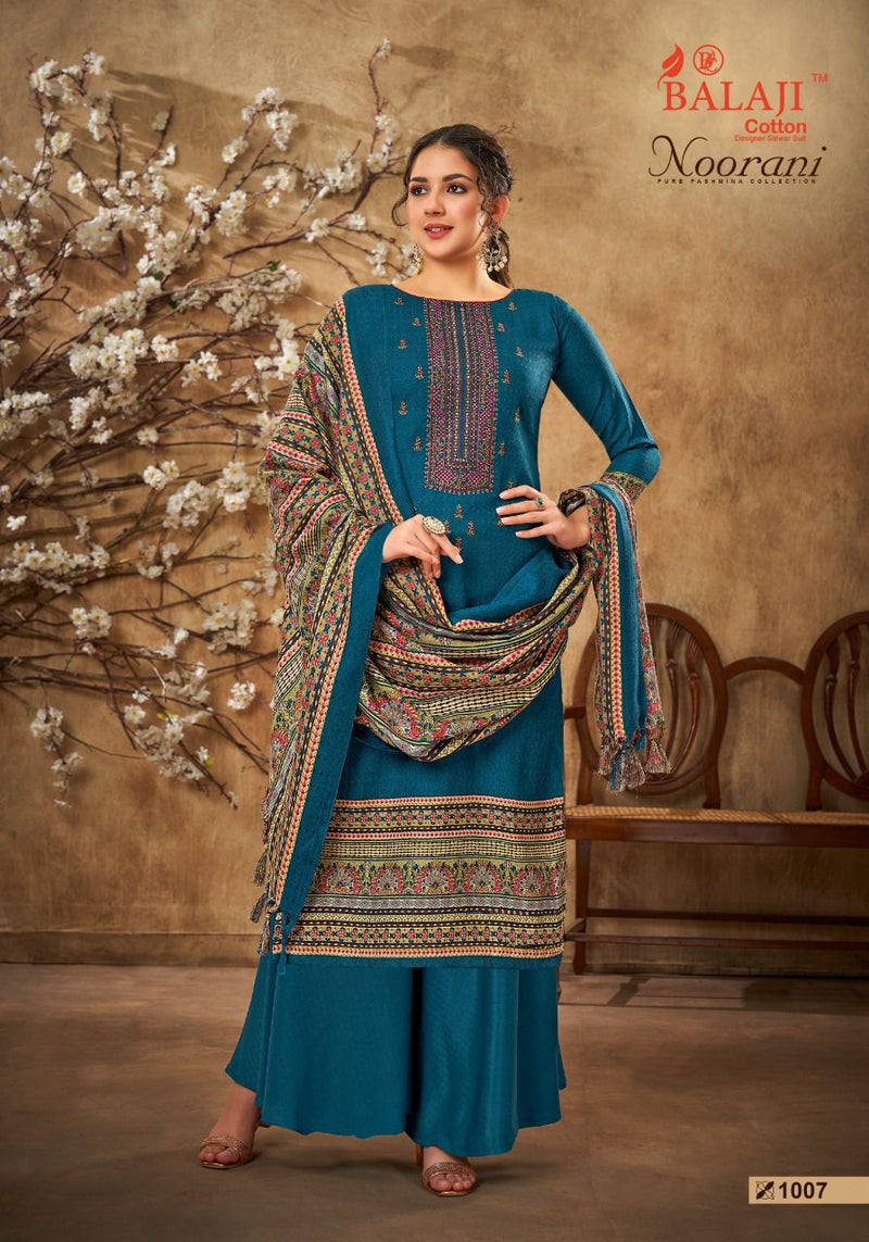 Balaji Noorani Pashmina Printed With Heavy Embroidery Work stylish Designer Casual Look Salwar Kameez