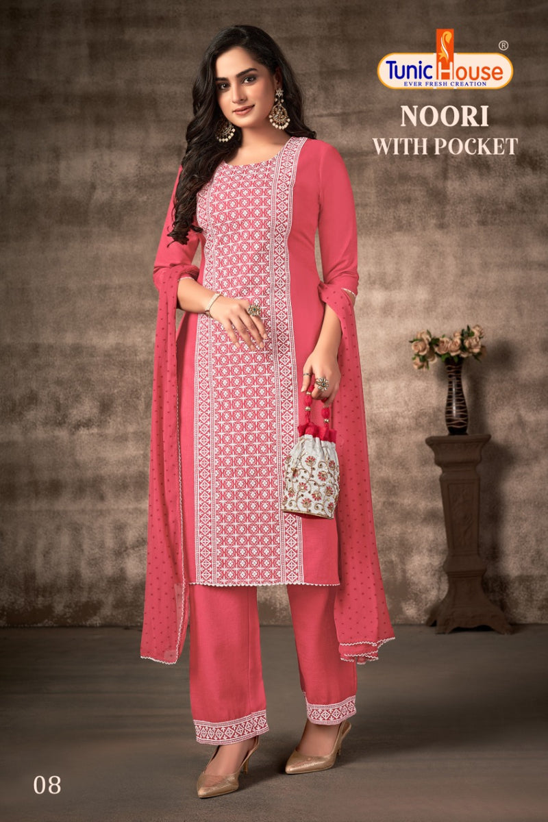Tunic House Noori Pure Cotton With Heavy Fancy Work Stylish Designer Fancy Kurti
