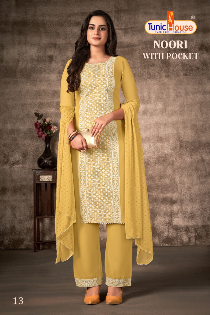 Tunic House Noori Pure Cotton With Heavy Fancy Work Stylish Designer Fancy Kurti